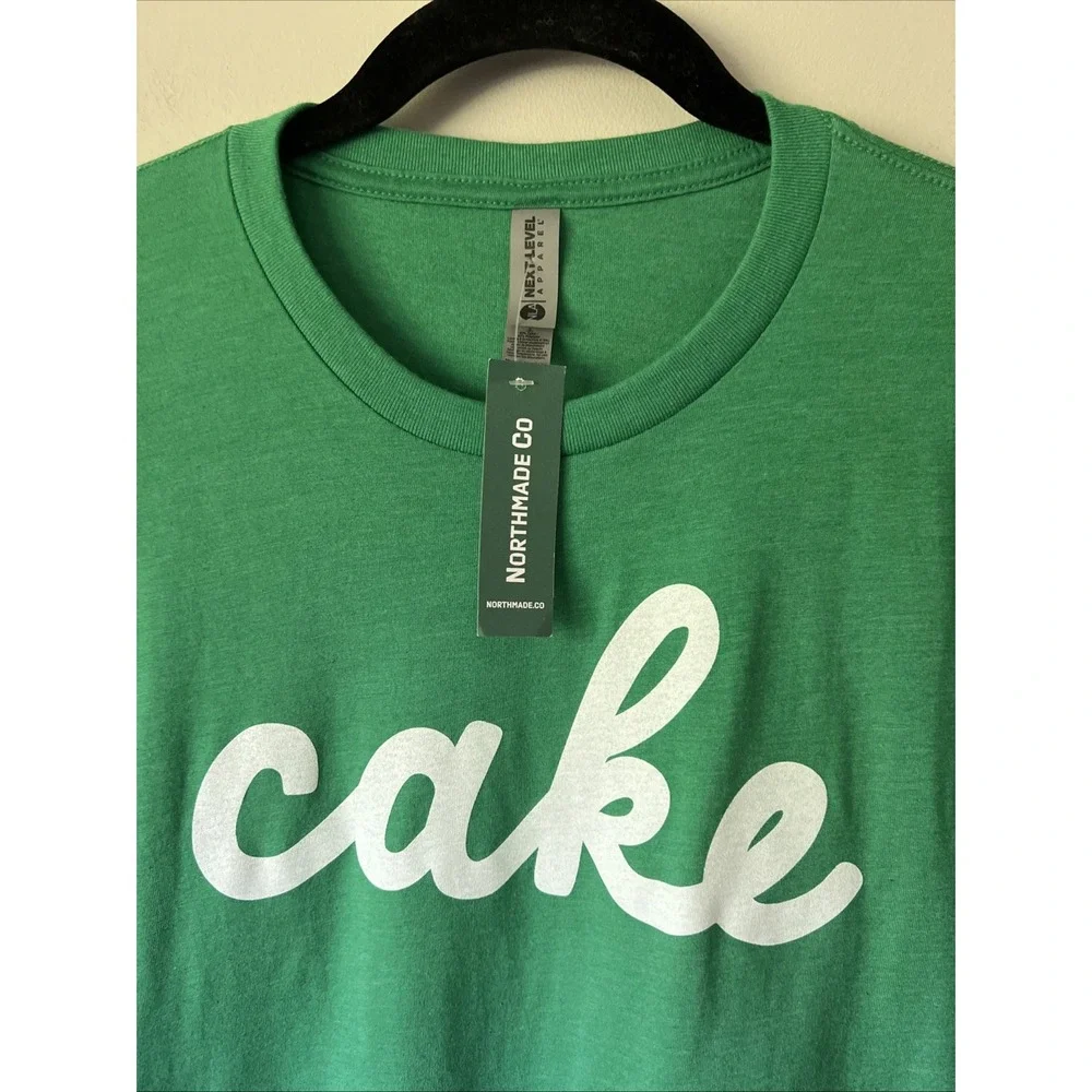 Northmade Co T-Shirt Edina MN Cake Script in Green NWT Size Large Cake Eater